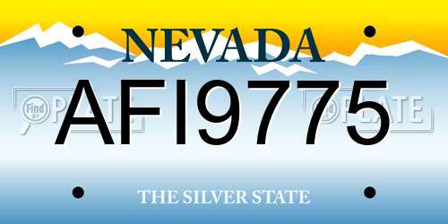 AFI9775 Nevada License Plate