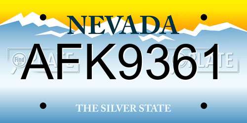 AFK9361 Nevada License Plate