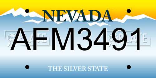 AFM3491 Nevada License Plate