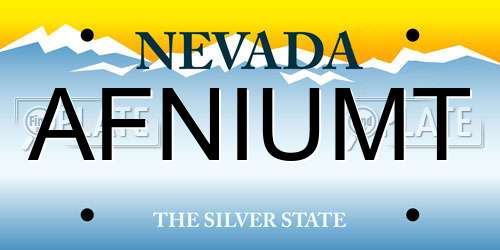 AFNIUMT Nevada License Plate