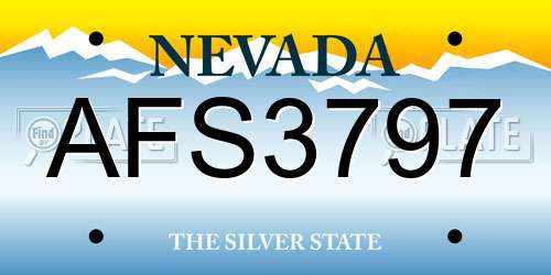 AFS3797 Nevada License Plate