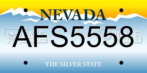 AFS5558 Nevada License Plate