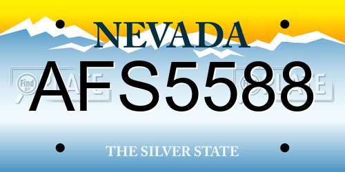 AFS5588 Nevada License Plate
