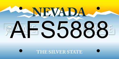 AFS5888 Nevada License Plate