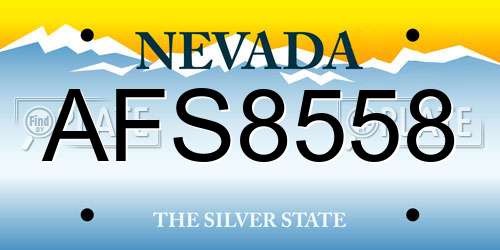 AFS8558 Nevada License Plate