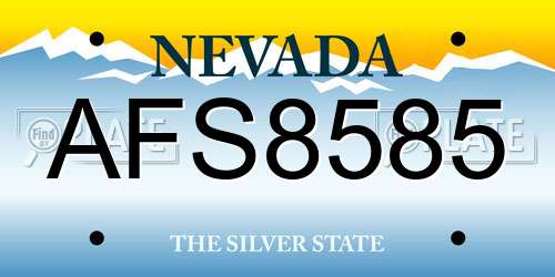 AFS8585 Nevada License Plate