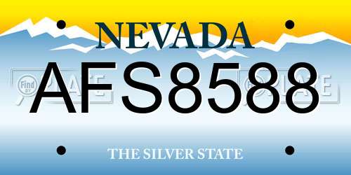 AFS8588 Nevada License Plate