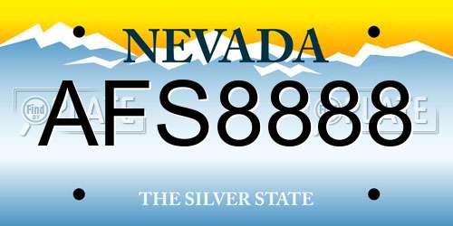 AFS8888 Nevada License Plate