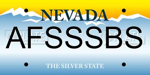 AFSSSBS Nevada License Plate