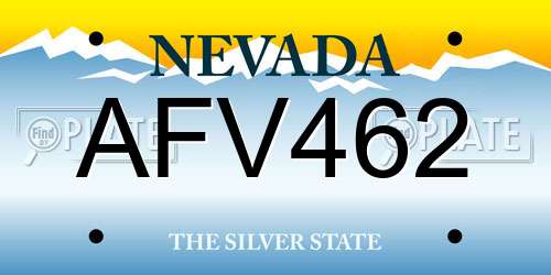 AFV462 Nevada License Plate
