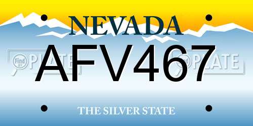 AFV467 Nevada License Plate