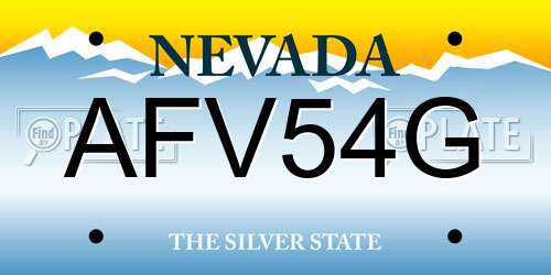 AFV54G Nevada License Plate
