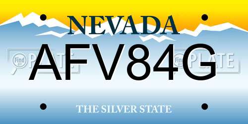 AFV84G Nevada License Plate