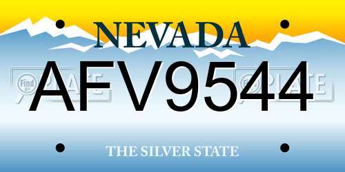 AFV9544 Nevada License Plate