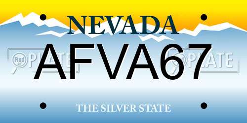 AFVA67 Nevada License Plate