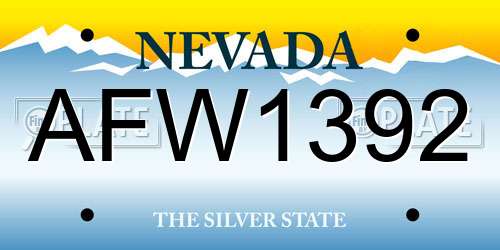 AFW1392 Nevada License Plate