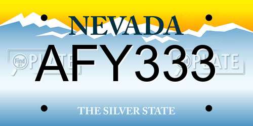 AFY333 Nevada License Plate