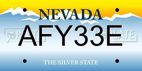 AFY33E Nevada License Plate