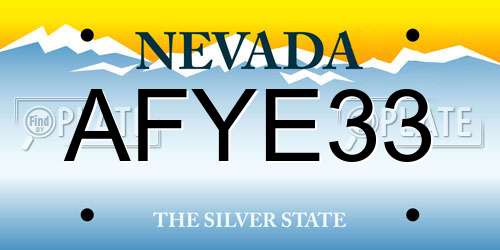 AFYE33 Nevada License Plate