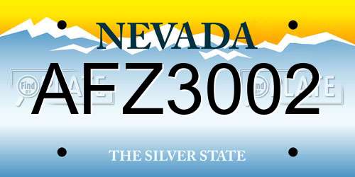 AFZ3002 Nevada License Plate