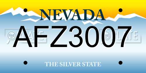 AFZ3007 Nevada License Plate