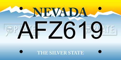 AFZ619 Nevada License Plate