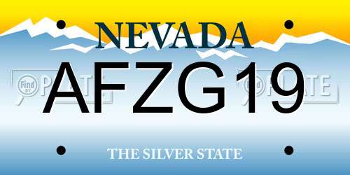 AFZG19 Nevada License Plate