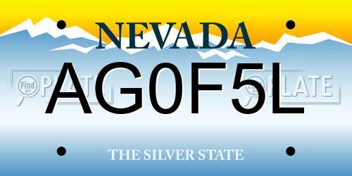 AG0F5L Nevada License Plate