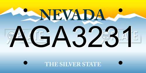 AGA3231 Nevada License Plate