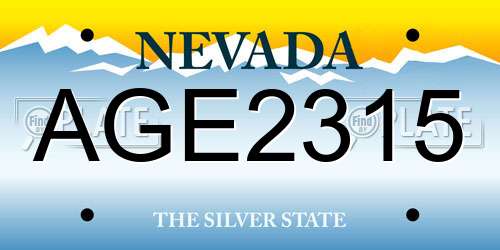 AGE2315 Nevada License Plate