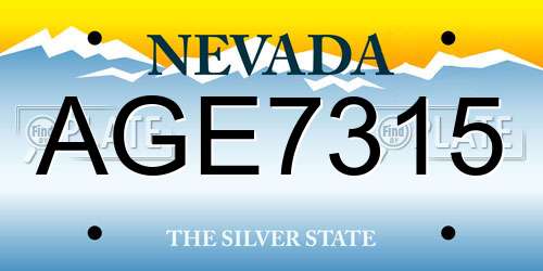 AGE7315 Nevada License Plate