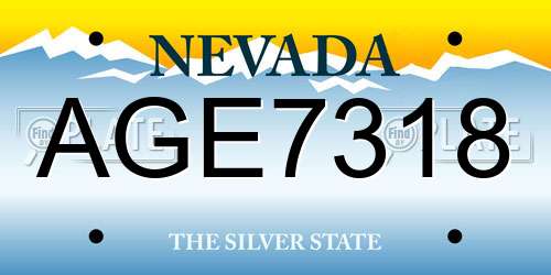 AGE7318 Nevada License Plate