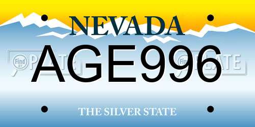 AGE996 Nevada License Plate