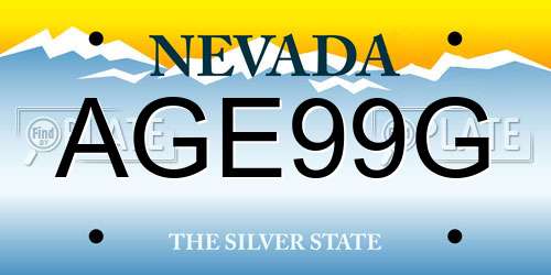 AGE99G Nevada License Plate