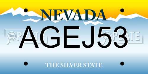 AGEJ53 Nevada License Plate