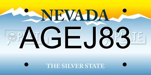 AGEJ83 Nevada License Plate