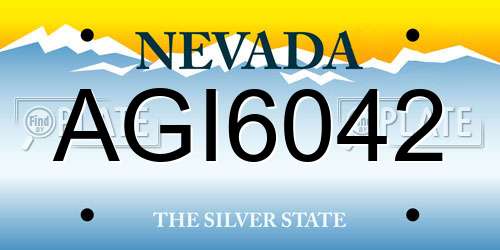AGI6042 Nevada License Plate
