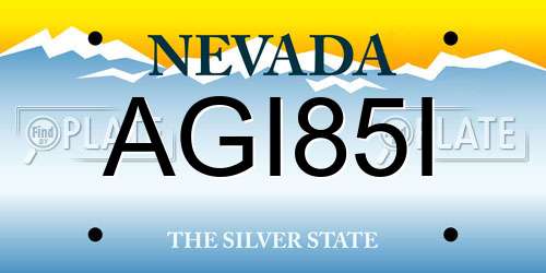 AGI85I Nevada License Plate