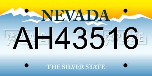 AH43516 Nevada License Plate