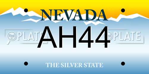 AH44 Nevada License Plate