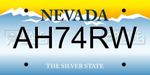 AH74RW Nevada License Plate