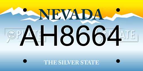 AH8664 Nevada License Plate
