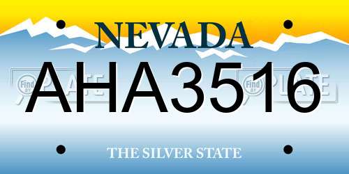 AHA3516 Nevada License Plate