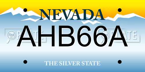 AHB66A Nevada License Plate
