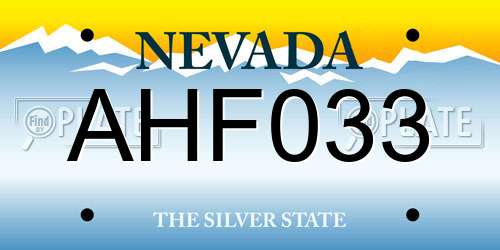 AHF033 Nevada License Plate