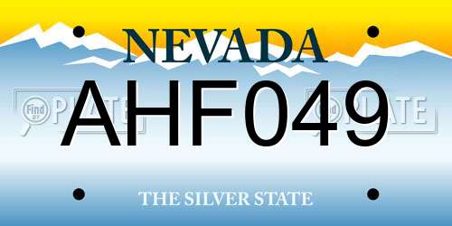 AHF049 Nevada License Plate