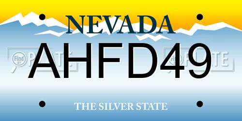 AHFD49 Nevada License Plate