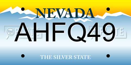 AHFQ49 Nevada License Plate