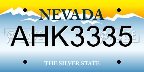 AHK3335 Nevada License Plate