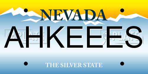 AHKEEES Nevada License Plate
